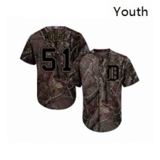 Youth Detroit Tigers 51 Matt Moore Authentic Camo Realtree Collection Flex Base Baseball Jersey